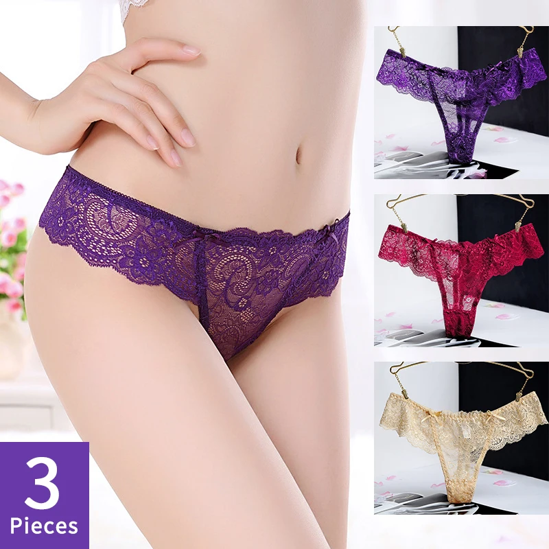 

Sexy Seamless Sports Panty Female T-back Solid Soft G-string Thong For Woman Underwear Ice Silk 3 Pcs