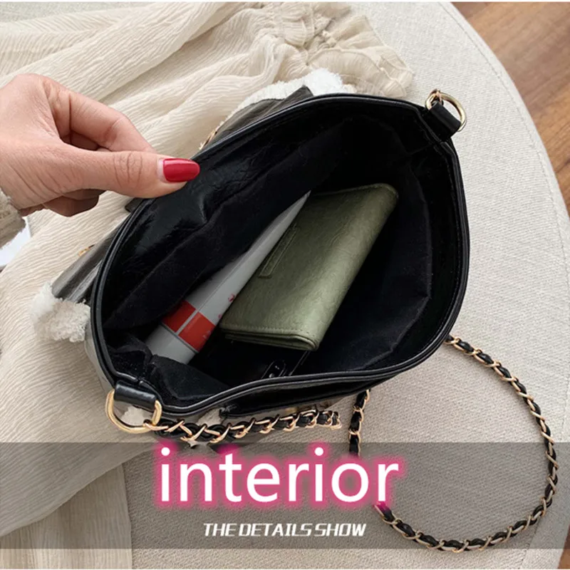 Зимняя плюшевая кожаная сумка через плечо женские новые большие сумки с