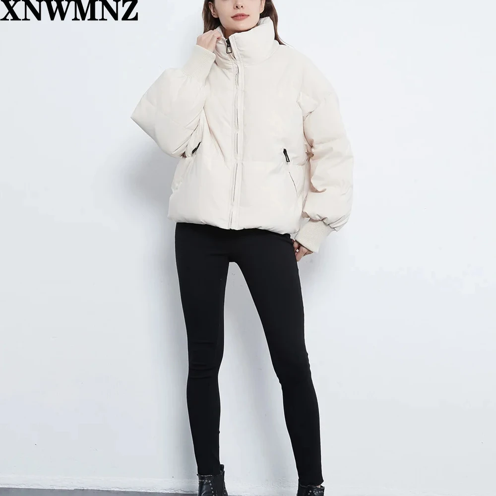 XNWMNZ Women Solid Khaki black Oversize Parkas Thick 2020 Winter Zipper Pockets Female Warm Elegant Coat Jacket High quality