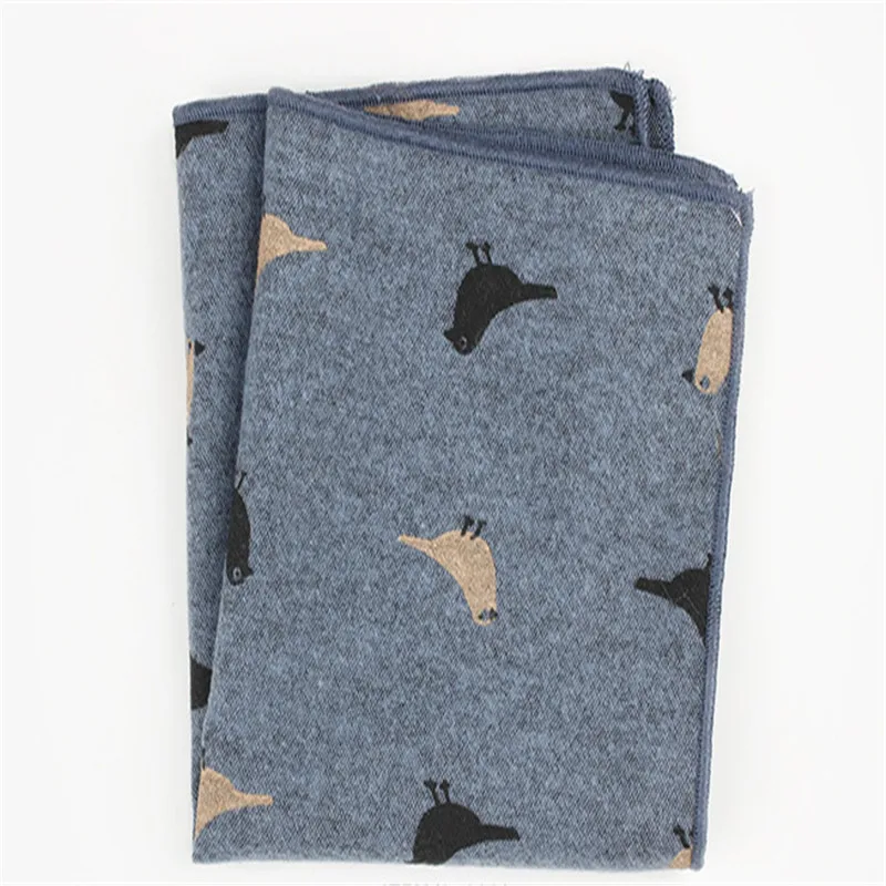 

New Brand Men's Pocket Square Handmade Design Cotton Printed Bird Feather Soft Light Elegant Handkerchief Wedding Party