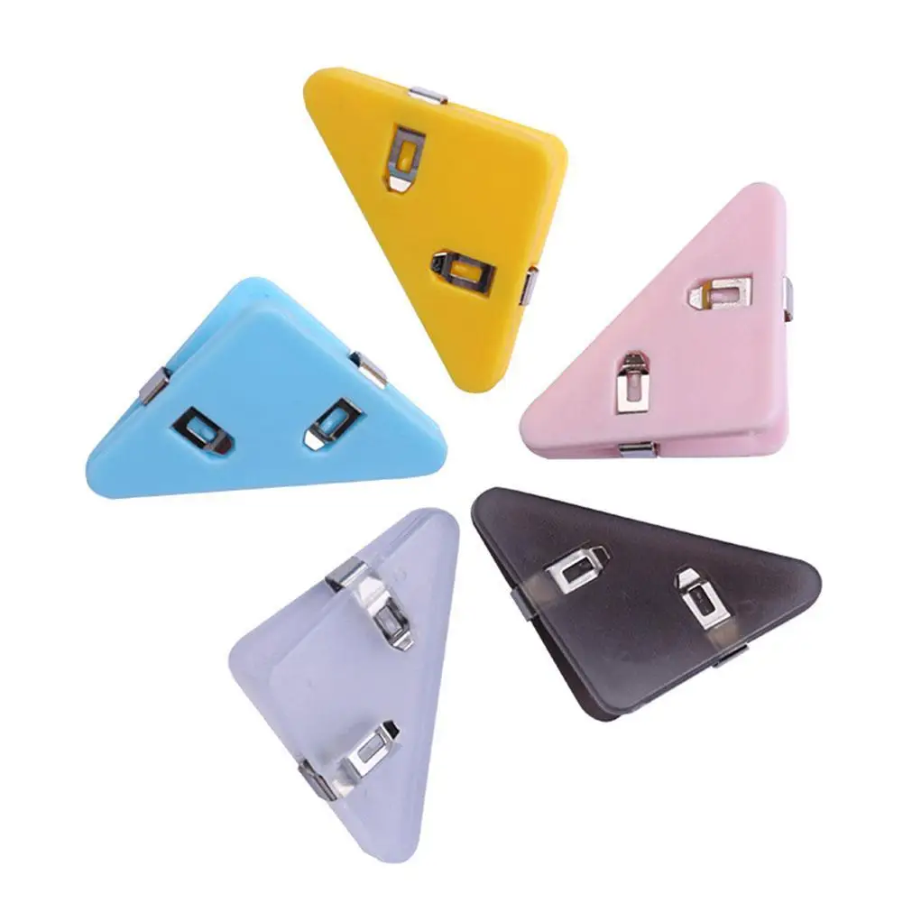 

5pcs/box Triangular Plastic Clip Data Clip Sealing Clip Book Edge Clip Color Test Paper Fixed Angle Protection Clip Ticket Clip