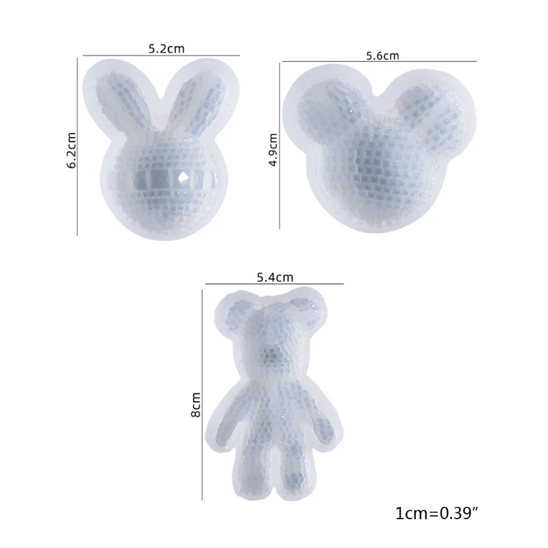 

R2LE Shiny Glossy Diamond Rat Head Keychain Silicone Epoxy Resin Mold DIY Keychain Pendant Jewelry for Valentine Gift Craft