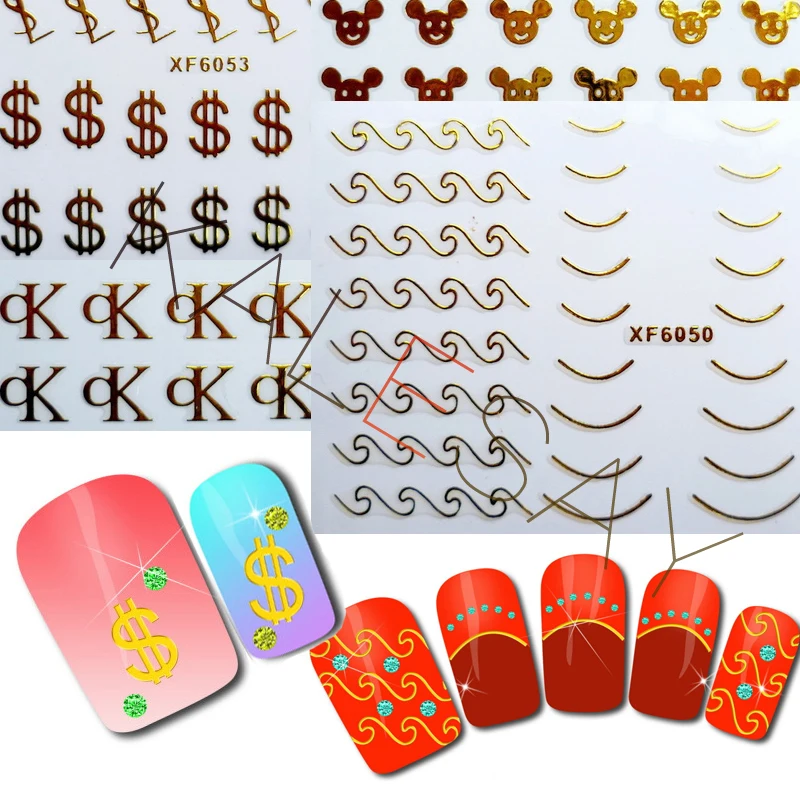 

New Fashion Nail Stickers 3D Self-Adhesive Nail Art Sticker Manicure Design Back Glue Tips Stickers on The Nail Decoration