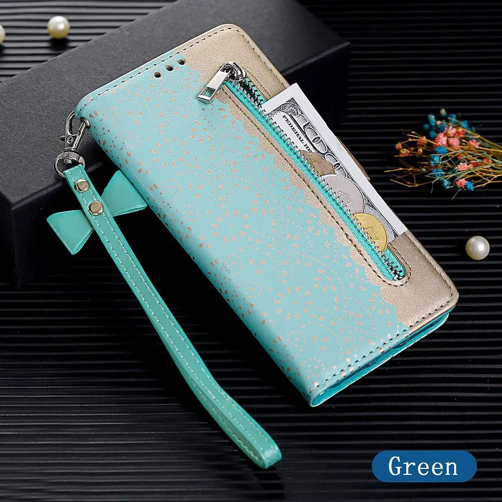 Mint Green L-FADNUT роскошный кружевной кошелек на молнии чехол для телефона Xiaomi Redmi K20 Pro Redmi 7A Note 7 кошелек Флип кожаный высокий защитный чехол - Цвет: Mint Green