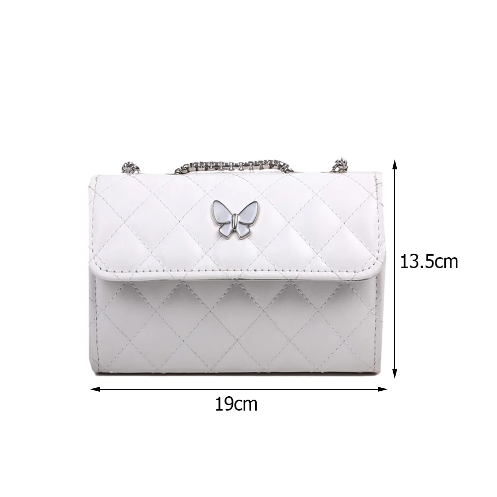 

Fashion Women Lattice Pattern Chain Shoulder Crossbody Bags PU Leather Pure Color Messenger Bag Casual Ladies Butterfly Handbags
