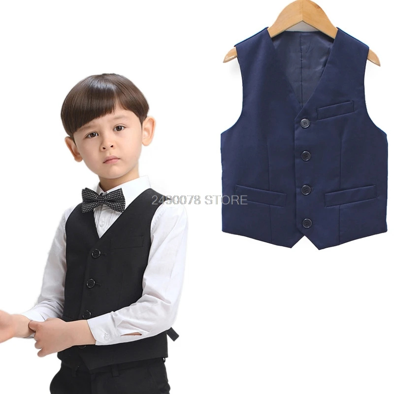 

England Style Kids Birthday Waistcoat Prince Formal Vest Gentle Boys Wedding Party Performance Vest for Boy