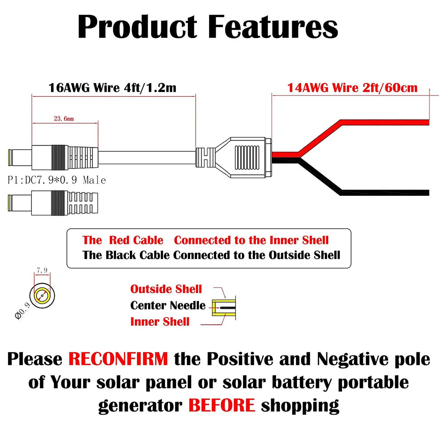 Solar Panel to 8mm Adapter Cable DC Connector w/ 5.5x2.5mm Converter for Portable Power Station GZ Yeti Jackery Generator | Электроника