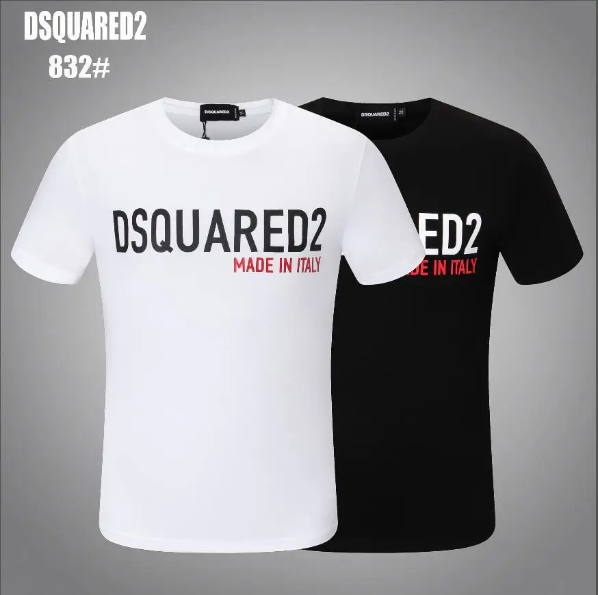 

Pure Color Tshirt 2021 Summer Men's Black and White 100% Pure Cotton Dsquared2 T-shirt Summer Casual T shirt M-XXXL