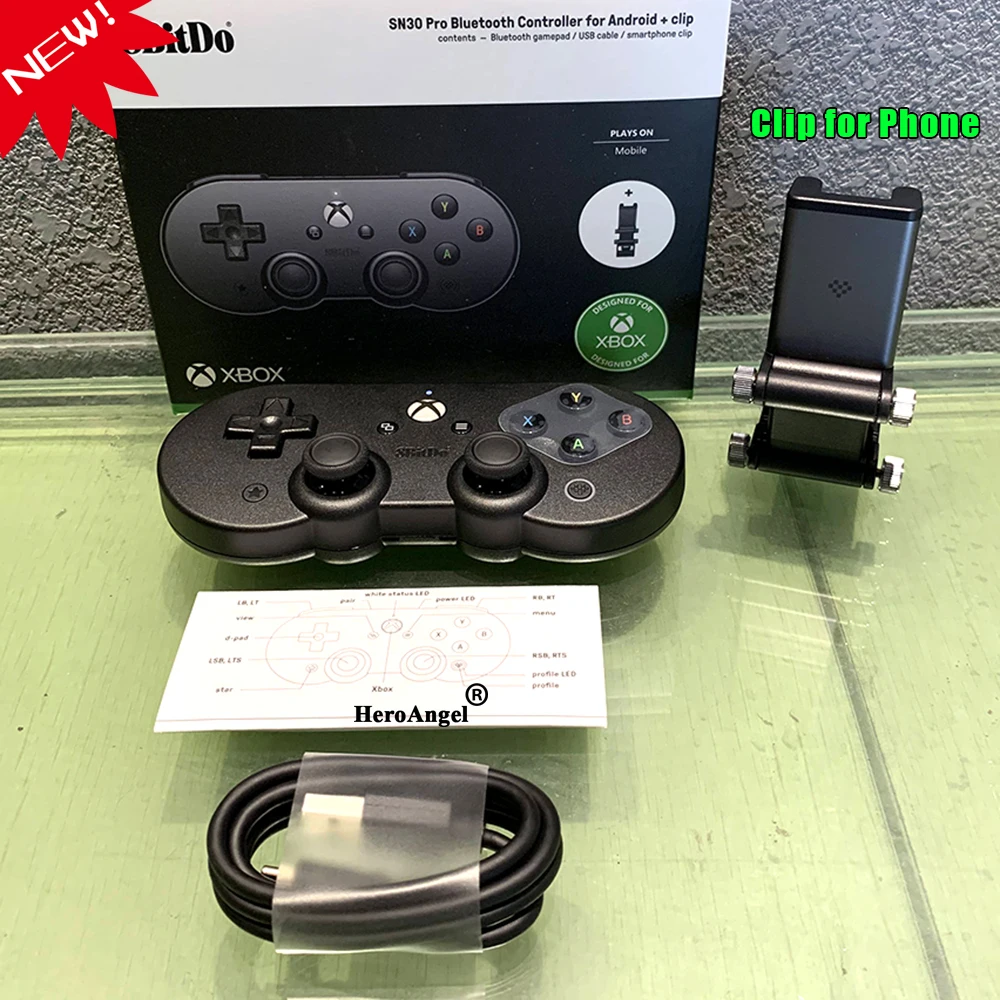 

8BitDo Bluetooth-compatible Gamepad SN30 Pro for Xbox cloud gaming on Android with Free phone clip for Xbox Controller