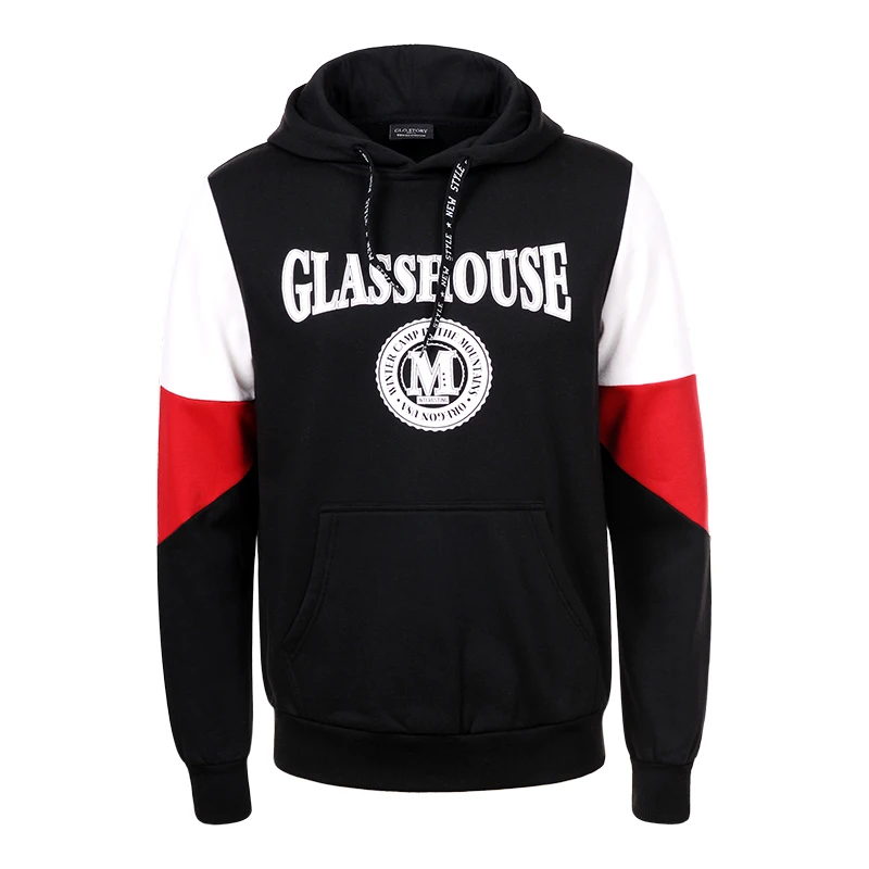 GLO-STORY 2020 Весна Мужская мода Лоскутные толстовки с длинным рукавом карман уличная