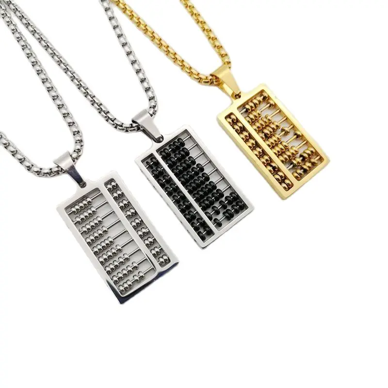 

Новое поступление ожерелье с подвеской Abacus серебряного цвета из нержавеющей стали Древние китайские ожерелья и подвески с подсчетом CAGF0320