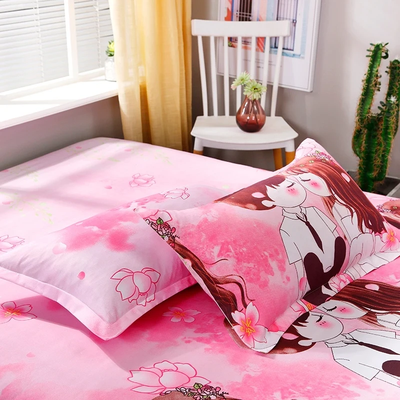 

Pink Marry Couple Lovers Duvet Cover Adult Bed Sheet And Pillowcases Fashion Comforter Bedding Set 3/4pcs Soft Bed Cover Set