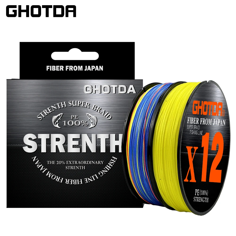 

GHOTDA X12 300M PE Fishing Line 12 Strand Reverse Spiral Tech Multifilament Strong Carp Fishing Line 25-92LB