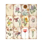 Цветы для сада, металлический задний плакат для гостиной, столовой, кухни, потертый шик, украшение на стену, налет, ферма, декор 20x30 см