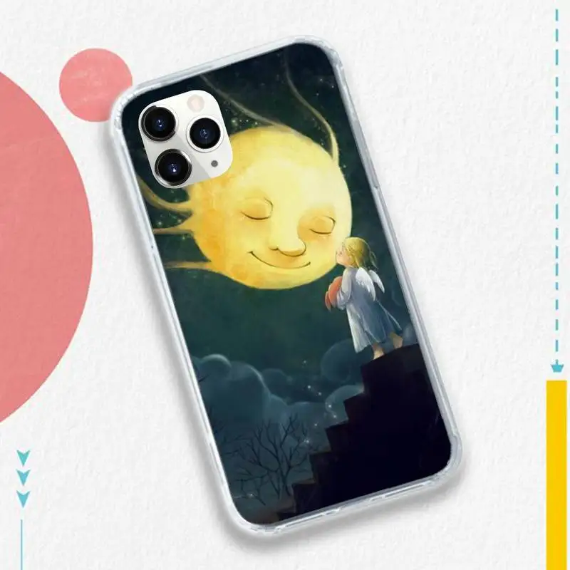 

Sun Moon Face Funny cartoon Phone Case for iPhone 11 12 mini pro XS MAX 8 7 6 6S Plus X 5S SE 2020 XR luxury shell cover funda