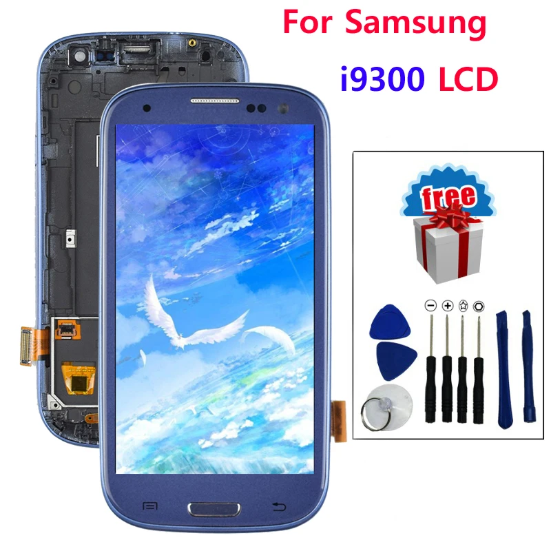 ЖК дисплей TFT с регулируемой яркостью для Repari Samsung GALAXY S3 I9300 рамкой и дигитайзером