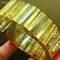 natural gold rutilated quartz bracelet brazil bangle woman men 20 2x10x6 7mm rutilated clear rectangle beads wealthy aaaaaa