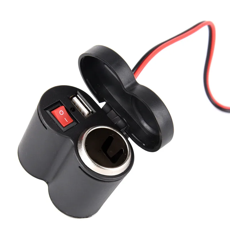 

6cmx5cm Waterproof 12V-24V Motorcycle/Bike Cigarette Lighter Charger Socket USB Power