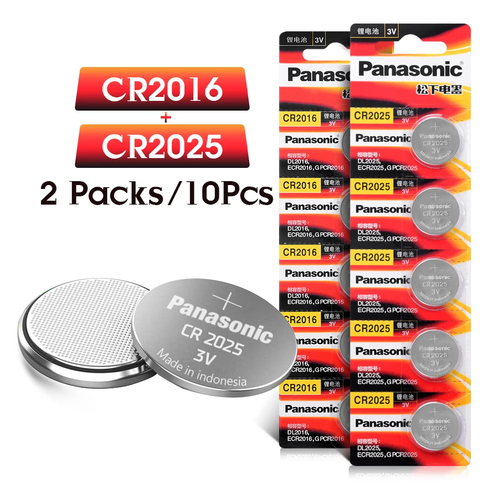 

Panasonic 3V CR2016 CR2025 Li-ion Button Cell Batteries for Watch Remote Control Computers BR2016 ECR2025 Disposable Battery