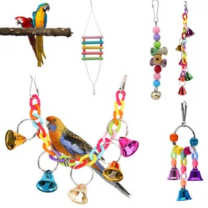 Игрушки для птиц, забавный попугай, морской попугай, укусы птиц, игрушка, качели, клетки, жевательные игрушки, акриловая подвесная веревка для скалолазания