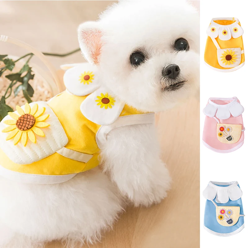 

Pet clothes for small dogs cats spring summer Thin breathable vest T-shirt collar satchel cat dog clothing for chihuahua teddy