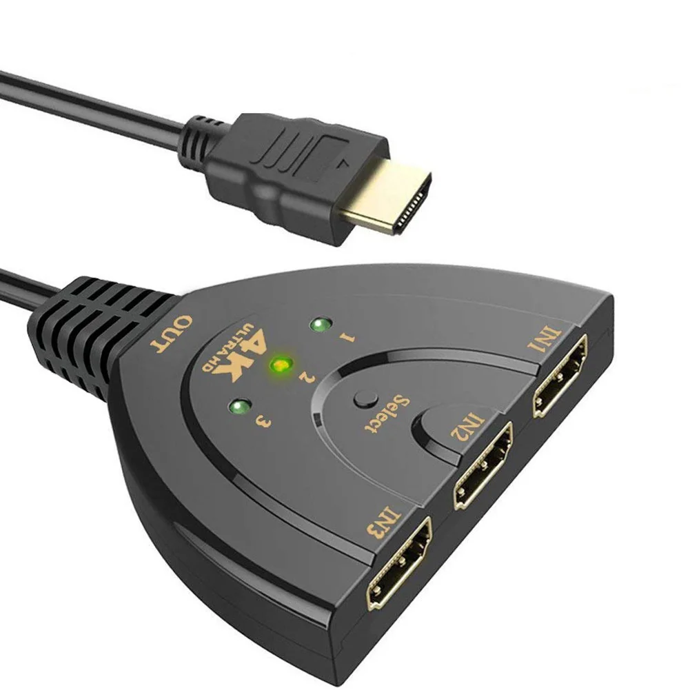

New Hot Black 1080P 3 in 1 out Port Hub HD Switch Adapter 4K*2K 3D Mini 3 Port HDMI-compatible Switch for DVD HDTV Xbox PS3 PS4