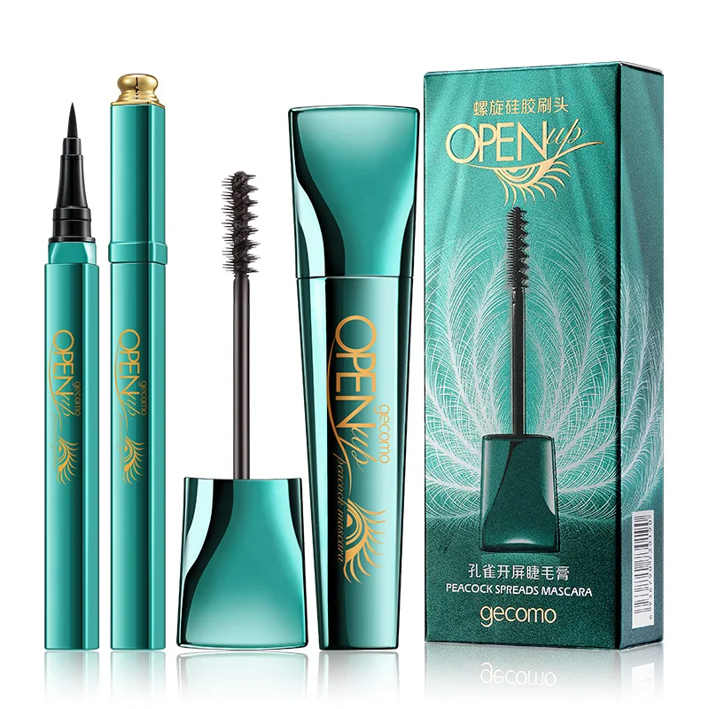 

1pcs/Set Peacock 4D Mascara Eyeliner Waterproof Black Thick Quick-drying Eyelashes Eye Makeup Non-Smudge Eyeliner Cosmetic Tool