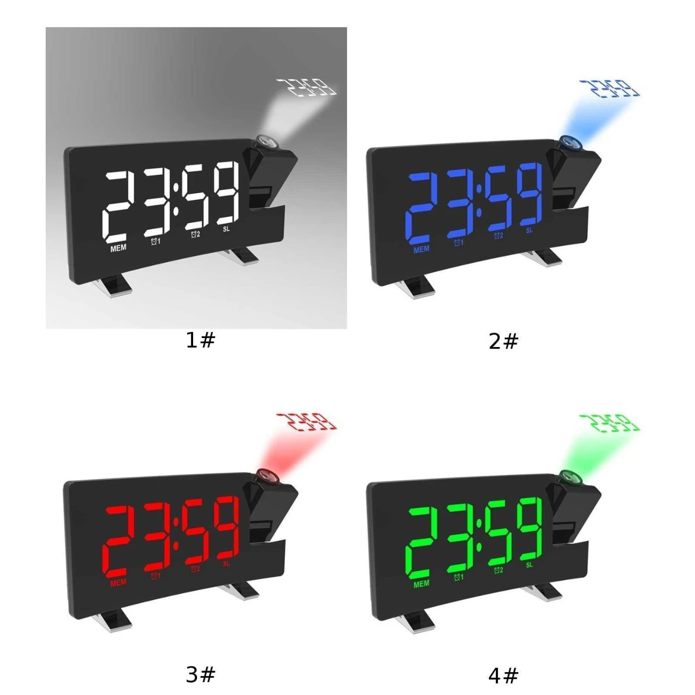 Digital LED Projector Projection Snooze Alarm Clock Radio Timer Backlight 3W Speakers Wall Desk Colors | Дом и сад
