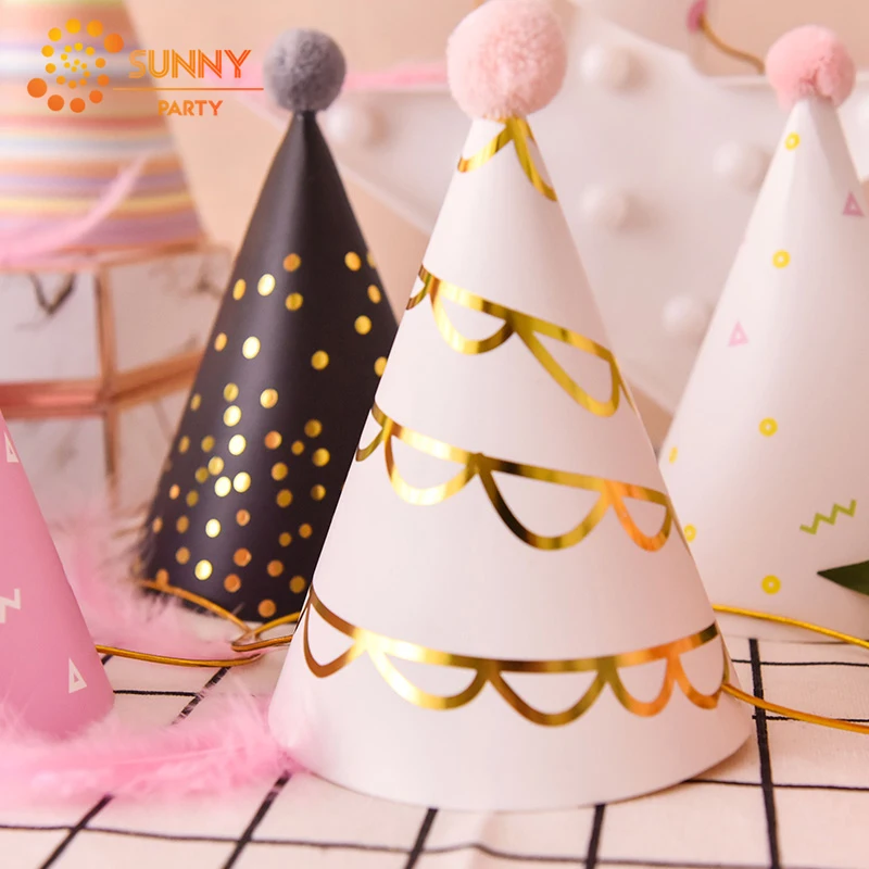 Детские вечерние шапки в стиле Ins Разноцветные полосатые колпачки горошек