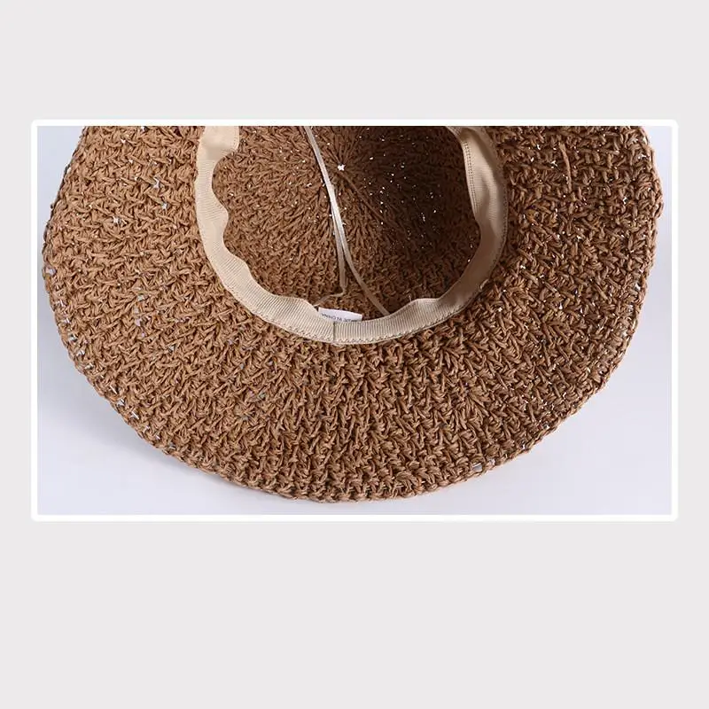 

2021 the new style joker bowknot handmade straw hat foldable sun hat outdoor travel hat for girl and women 04