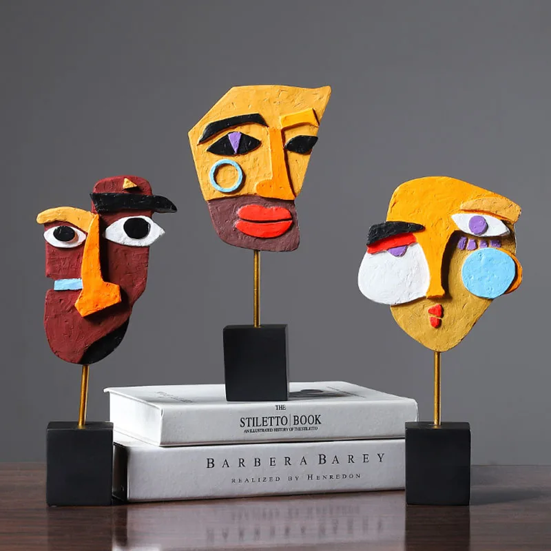 

Скандинавская абстрактная цветная художественная скульптура с изображением лица, аксессуары для украшения дома, Современная Художественн...