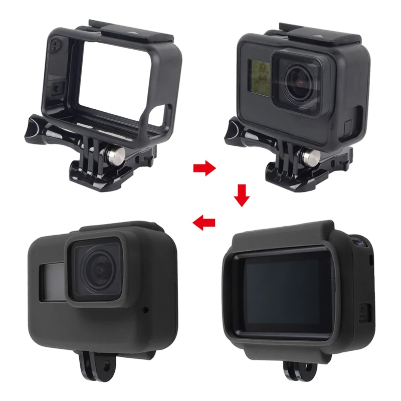 Мягкий силиконовый чехол для GoPro Hero 5 6 7, Черная защитная рамка для Go Pro 7 Hero 6 5, аксессуары для экшн-камеры