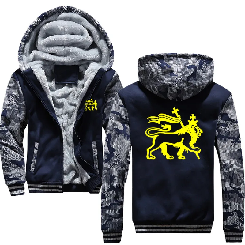 Rasta Lion Of Judah Classic Autumn Winter Sweatshirt For Men Thick Zipper Coat VIKINGS Harajuku Men's Jackets Hoodies Male | Мужская