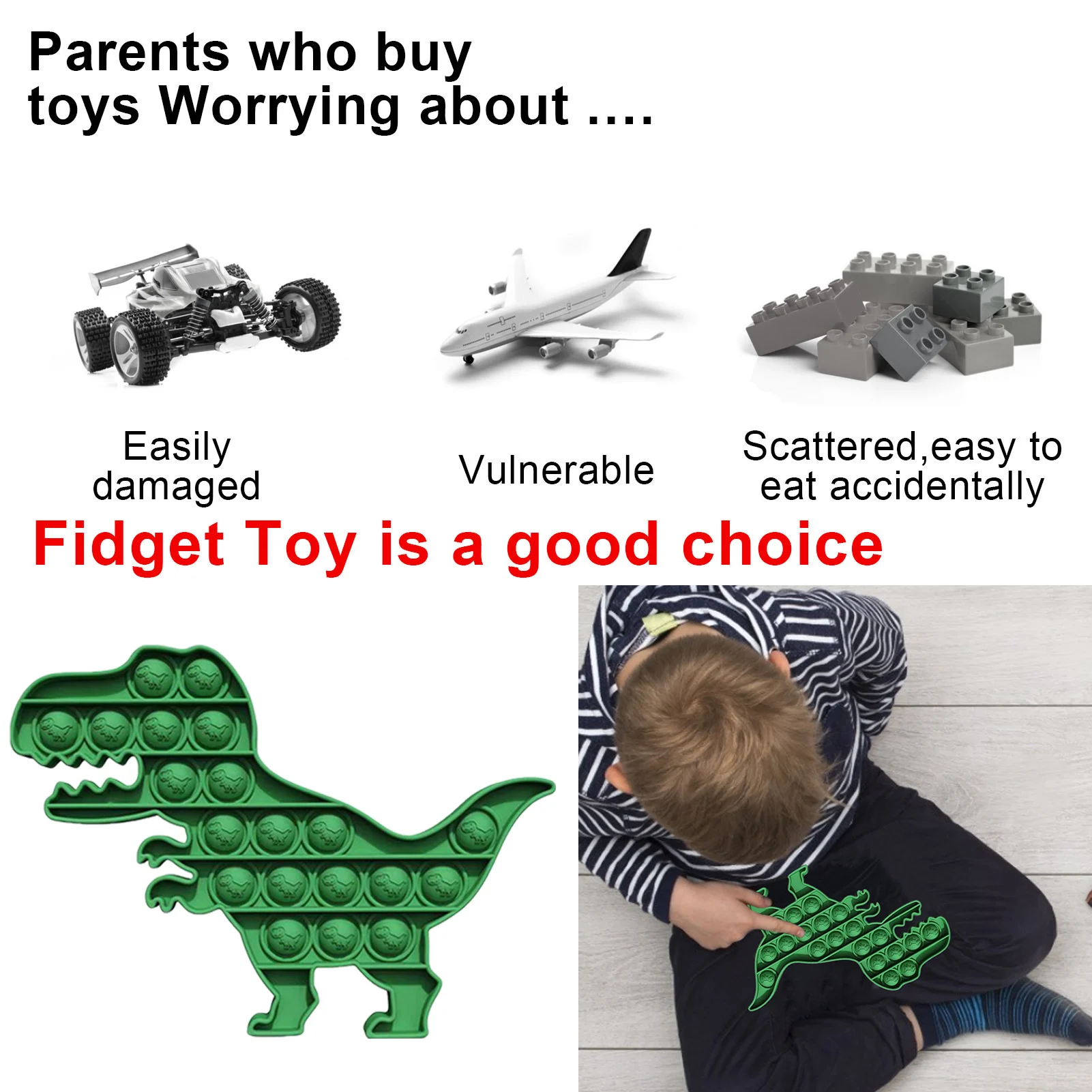 

Pop Bubble Fidget Sensory Toy Dinosaur Shape Autism Special Needs Stress Reliever Fidget Antistress Kids Decompression Toys