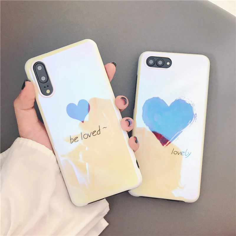 Синий светильник красный чехол для телефона с рисунком на тему любви для huawei P20Lite P30Pro Mate10 20 Pro 20X Honor 9X9 10 V20 20Pro Nova 3 3i 4 5 5Pro задняя крышка