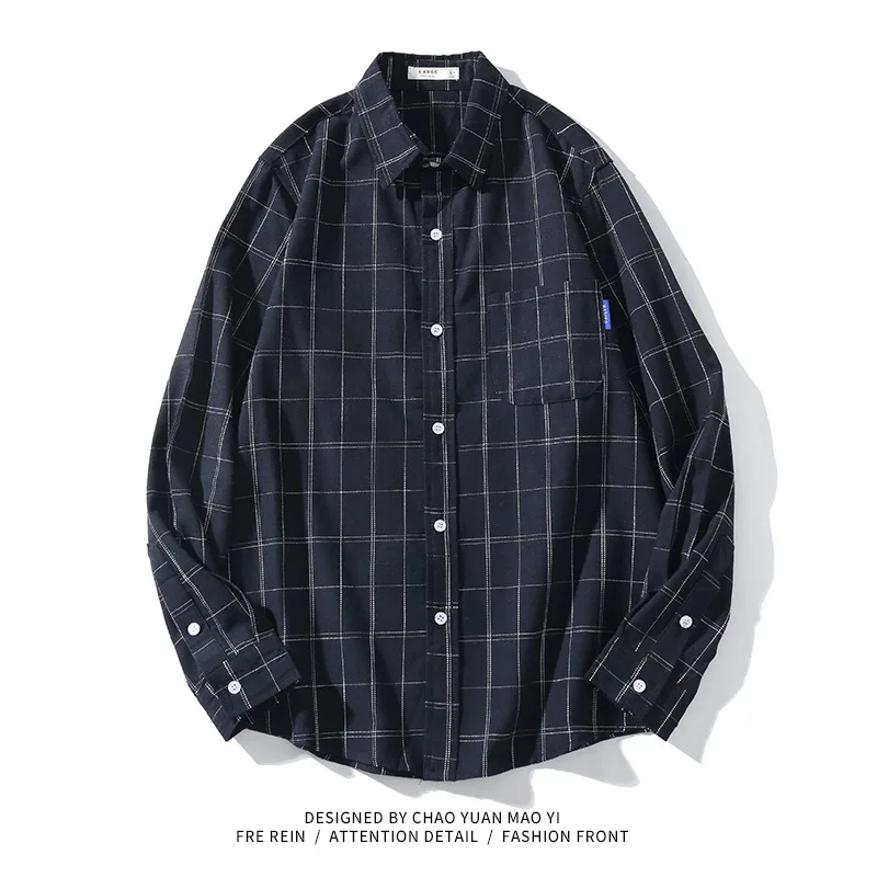 Spring Autumn Plaid Shirt Men Male Casual Long Sleeve Shirt High Quality Men's Clothing Shirts Loose Casual Tops Shirts for Men