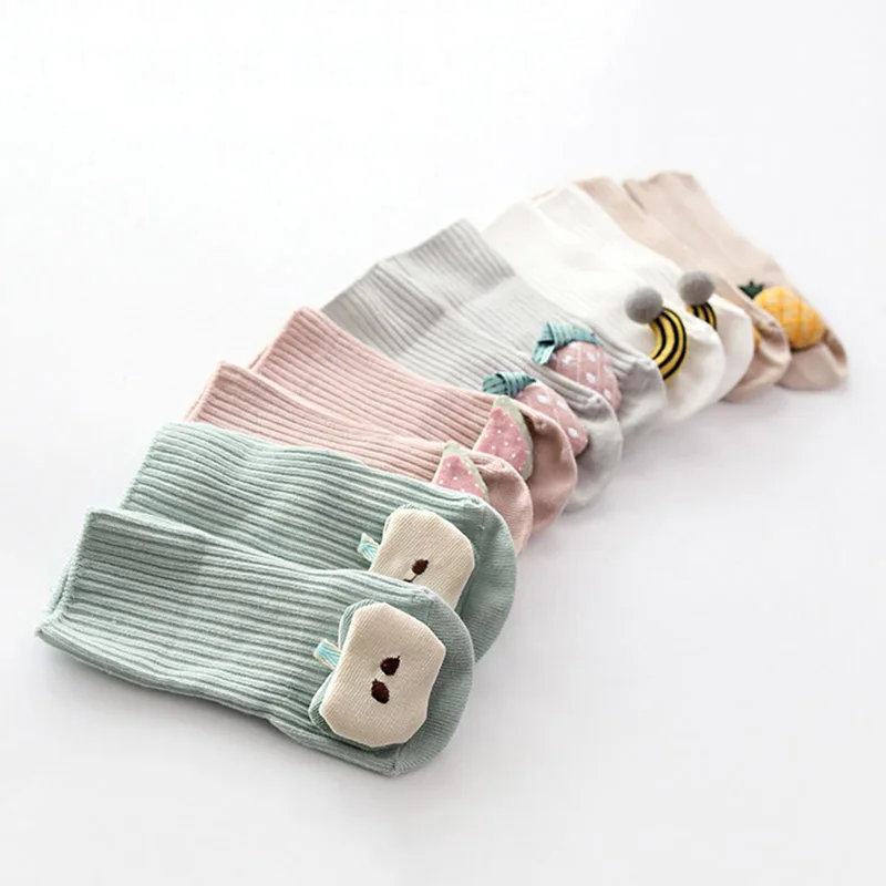Милые Мультяшные носки для новорожденных с фруктами маленьких девочек