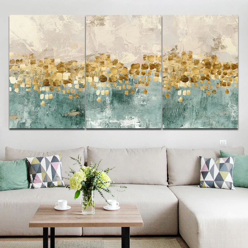 Абстрактная Золотая картина с монетами на холсте печатный плакат без рамки и