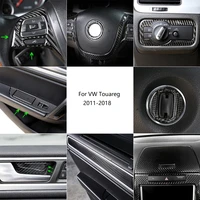 carbon fiber car interior center air condition head light water cup window lift door handle panel cover for vw touareg 11 18