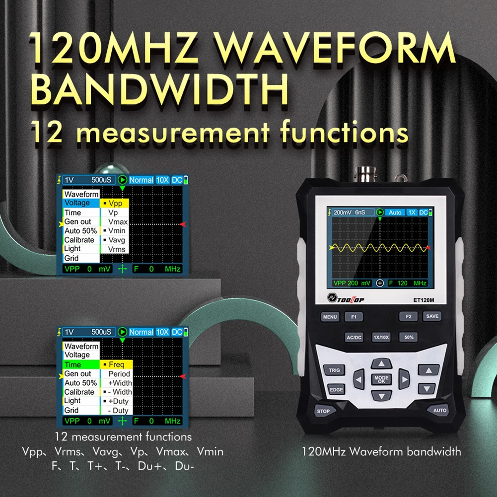 

320x240 Professional LCD Screen Oscilloscopes Tools Waveform Storage LCD Screen with Backlight 500MSa/s Sampling Rate