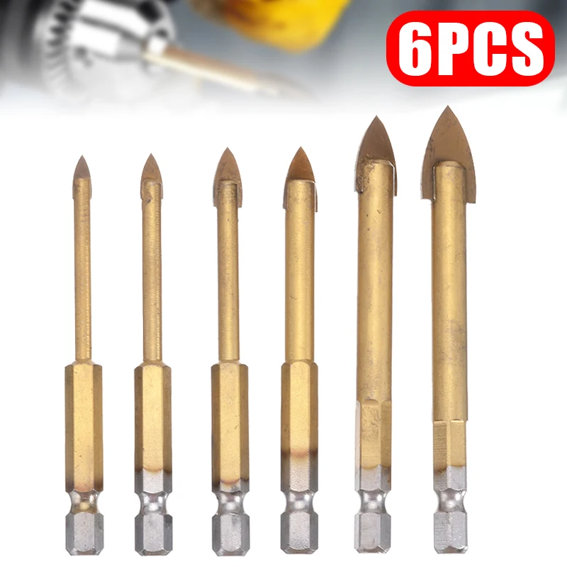 Набор сверл из стекла с шестигранным хвостовиком 5 шт./компл. 4-12 мм для стеклянной