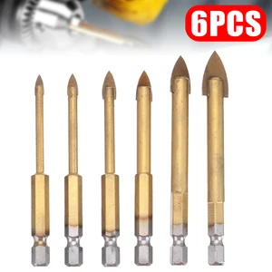 Набор сверл из стекла с шестигранным хвостовиком, 5 шт.компл., 4-12 мм, для стеклянной плитки, искусственных мраморных патронов, держатель сверл