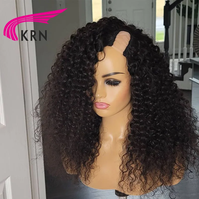 

Парик U-образной формы, 180 плотность, без клея, парики из человеческих волос, бразильские волосы без повреждений, парики из натуральных вьющи...