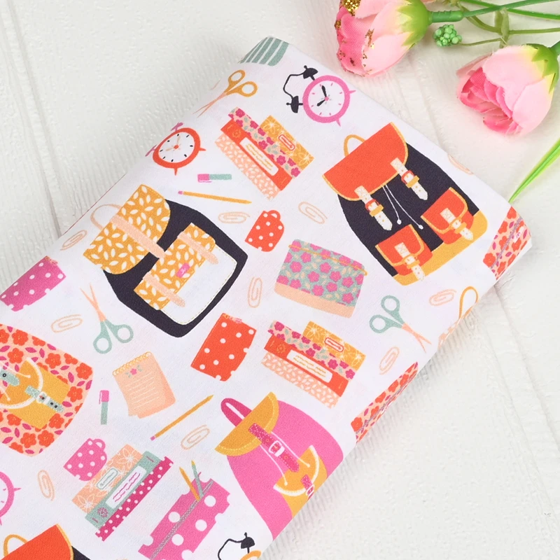 Обучающий инструмент для сумки 45x110 см, хлопковая ткань, дизайнерская ткань с принтом для будильника, ткань для шитья, ткань для шитья, ткань для рукоделия, ткань для шитья