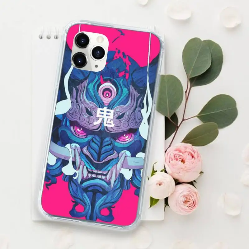 

Japanese samurai oni mask pattern Phone Case for iPhone 11 12 mini pro XS MAX 8 7 6 6S Plus X 5S SE 2020 XR Luxury brand shell