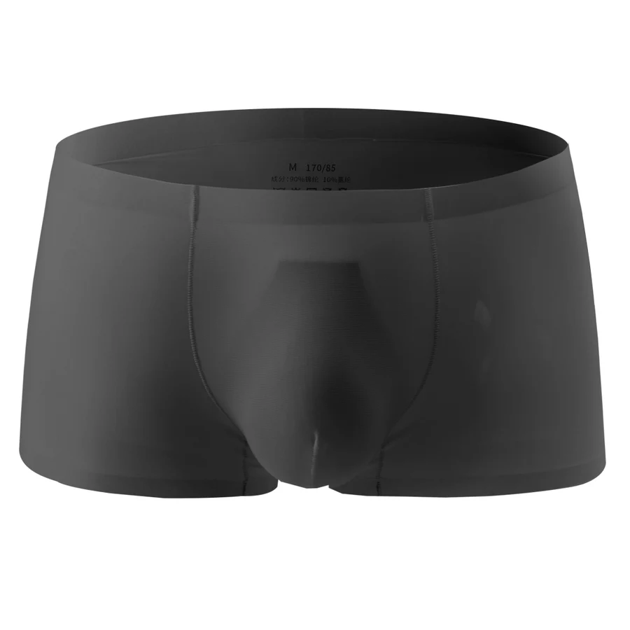 Бесшовные мужские боксеры мягкое Мужское нижнее белье Cueca Masculina боксеры спандекс 3D промежность боксеры нейлоновые трусы мужские шорты слипы 00806 - Цвет: Черный