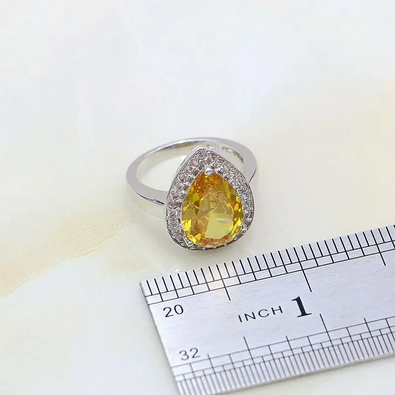 Ювелирные изделия из серебра 925 пробы жёлтый кубический цирконий белый циркон