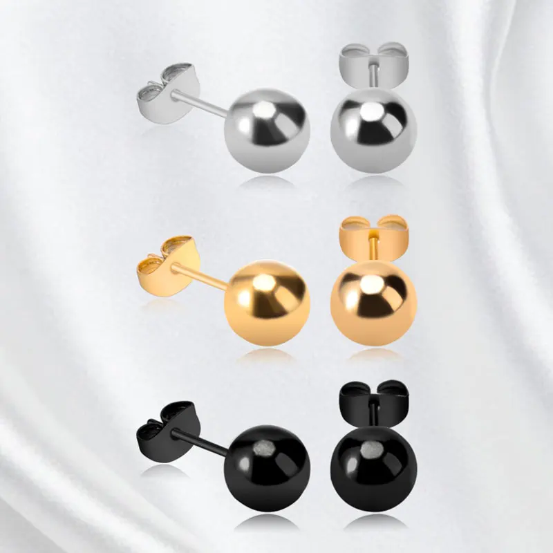 Хит продаж круглые серьги гвоздики модные шарики бусины Для Пирсинга Ушей