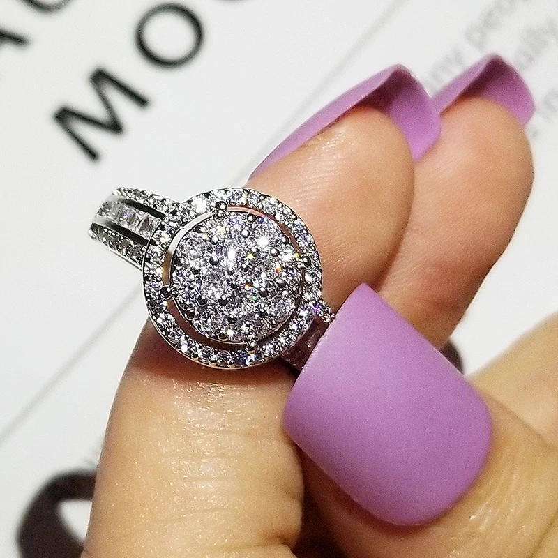 Новинка 2021 роскошное круглое обручальное кольцо из стерлингового серебра 925