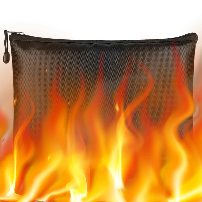 

Fireproof Document Bags Waterproof Money Bag Safe Storage Pouch with Zipper for A4 Document Holder File Cash 50LD